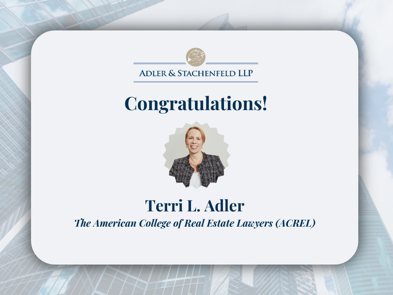 Announcement of Terri Adler admission as a Fellow of ACREL