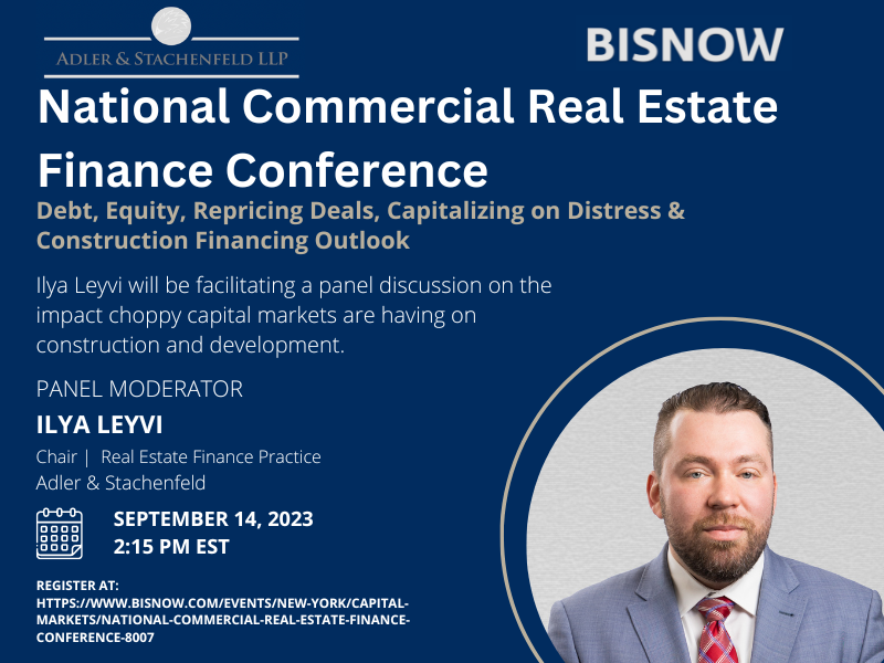a color graphic featuring partner Ilya Leyvi with the Bisnow panel title, date, background, and a call-to-action to register to attend the September 14 conference