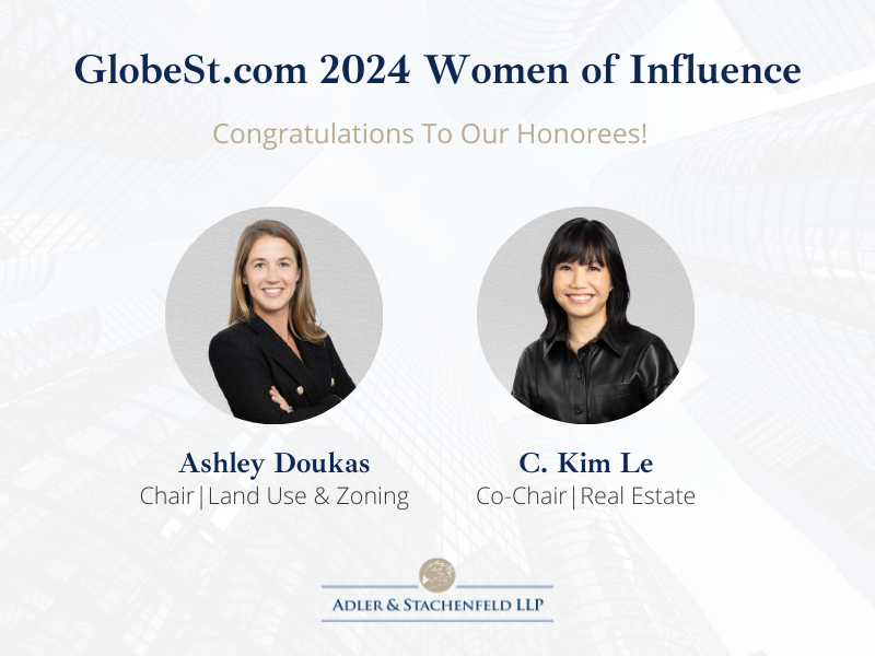 a color photo of Ashley Doukas and C. Kim Le 2024 GlobeSt.com Women of Influence honorees