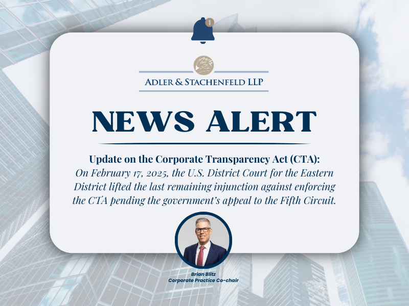 Corporate Transparency Act Update with photo of Brian Blitz